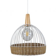 Φωτιστικό Κρεμαστό Μονόφωτο Φ35cm E27 230V Λευκό με Σχοινί 4028A